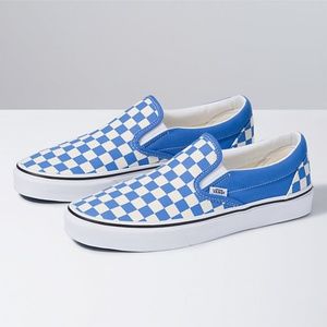 Blue Checkered Slip On Vans